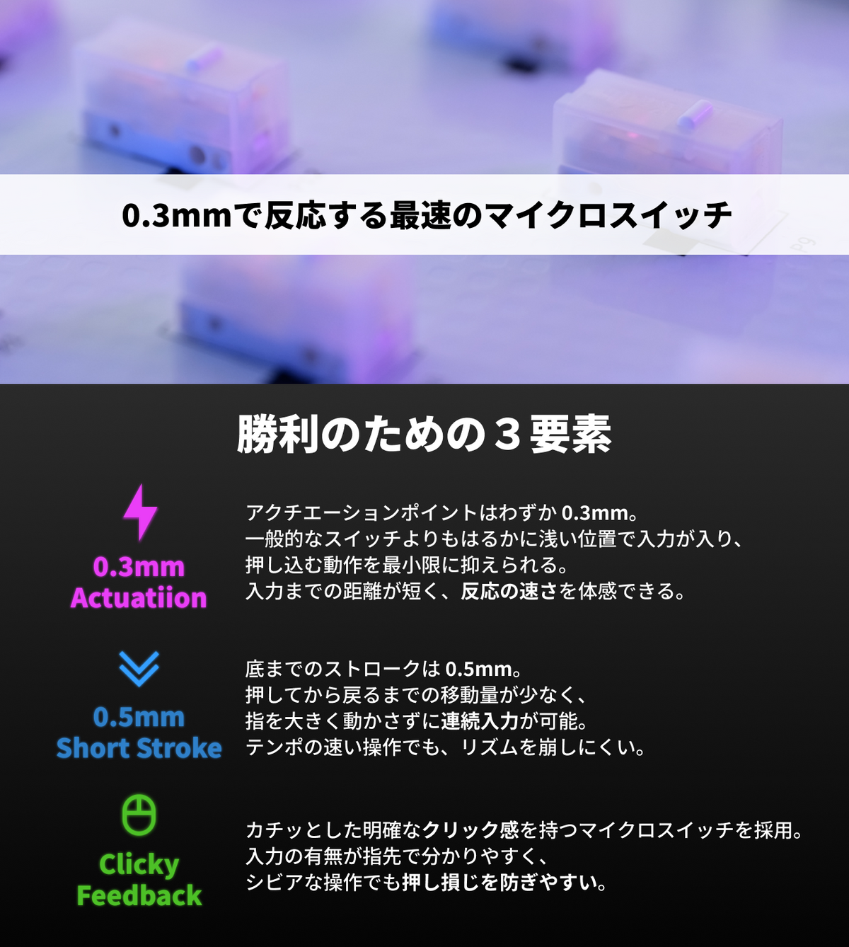 Rushbox Click(ラッシュボックスクリック)|0.3mm最速応答のレバー Rushbox Click(ラッシュボックスクリック)|0.3mm最速応答のレバー